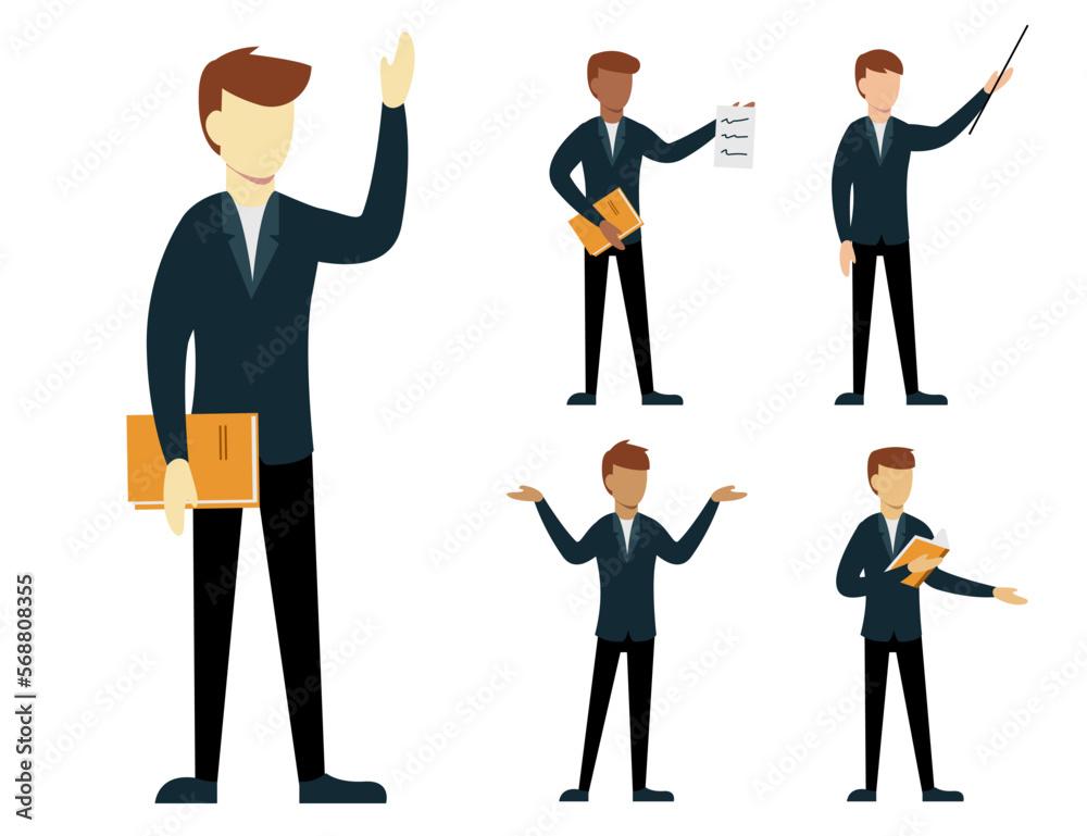 Set of business people in cartoon characters different actions vector Set of business people in cartoon characters different actions vector