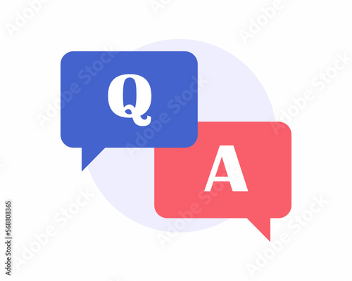 Questions and answers speech bubble Online Support center. Frequently Asked Questions Concept.