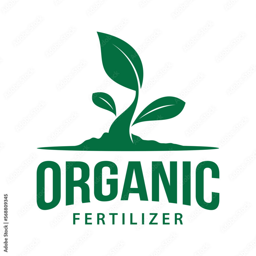 Organic Fertilizer Logo design. silhouette of growing seed with lush