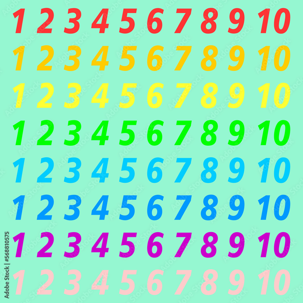 Education. Numbers, account, number series. Vector illustration, order, colorful numbers, school, mathematics, schoolchildren Education. Numbers, account, number series. Vector illustration, order, colorful numbers, school, mathematics, schoolchildren