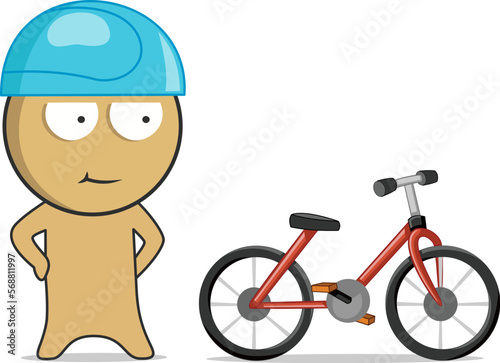 A boy in a helmet rides a bicycle at high speed
