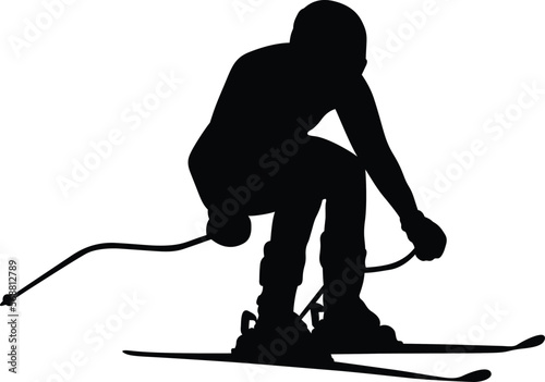 slalom giant black silhouette of man athlete skier 