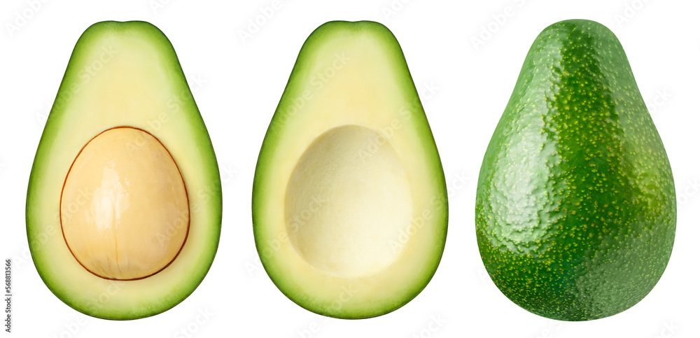 Set of delicious avocados cut out Set of delicious avocados cut out