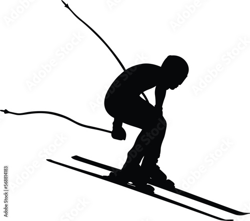 alpine skiing men downhill jump vector illustration