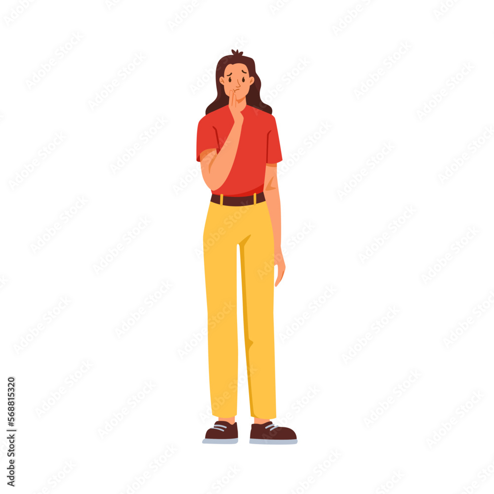 Woman Character Suffering from Toothache Vector Illustration