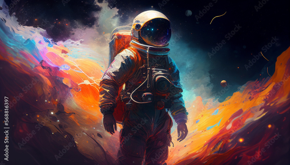 Astronaut, Space Background, beautiful colours, Generative AI