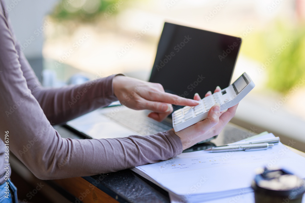 Education concepts, High school Young female student or college students studying and reading She using laptop and learning online Education concepts, High school Young female student or college students studying and reading She using laptop and learning online