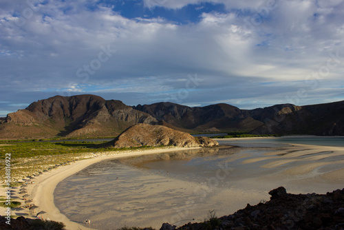 Baja California beach with mountains in the background