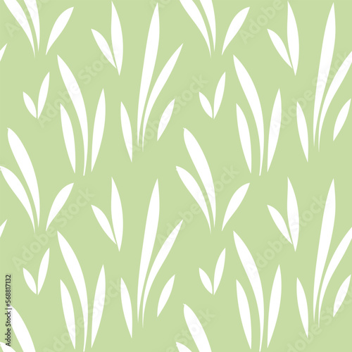 Floral leaf seamless pattern. Spring grass leaves vector background, flower herb textile print, bamboo grass brunches