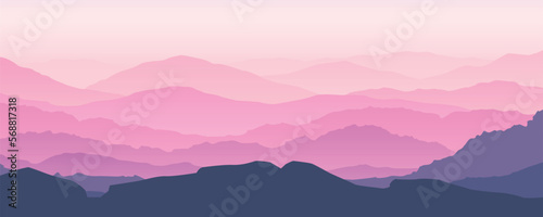 pink color layer design landscape at sunset