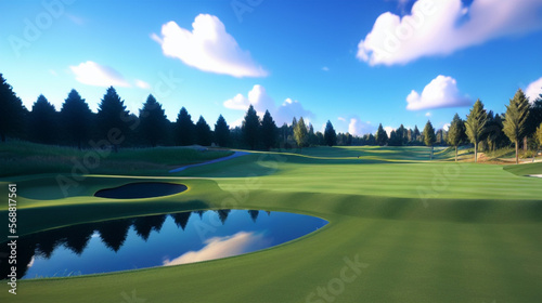 幻想的なゴルフ場の風景 背景