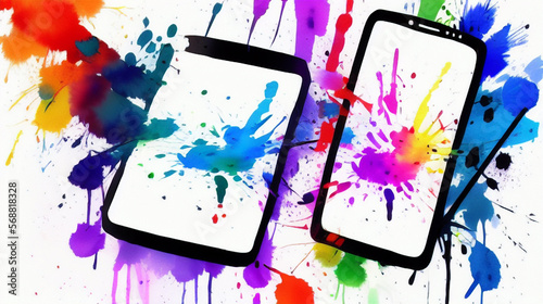 スマーフォンとペイント　スプラッシュ　ペンキ