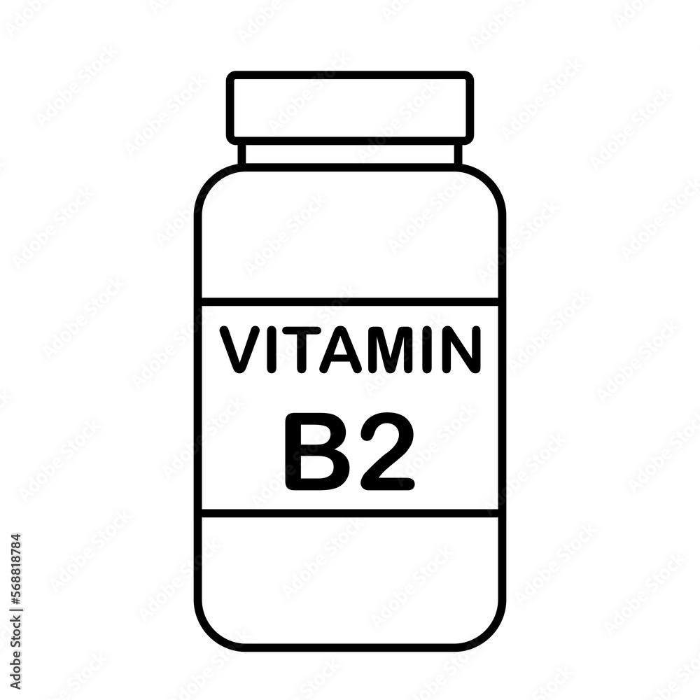 simple flat black line vitamin B2 drug bottle simple flat black line vitamin B2 drug bottle