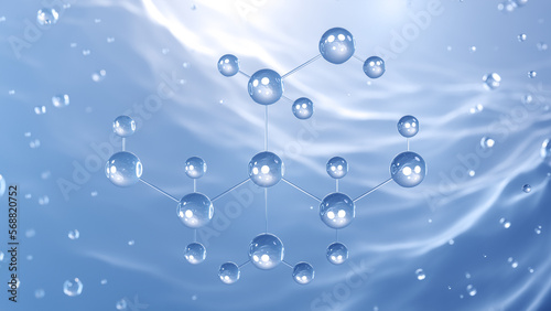 tris molecular structure, 3d model molecule, tris(hydroxymethyl)aminomethane, structural chemical formula view from a microscope photo