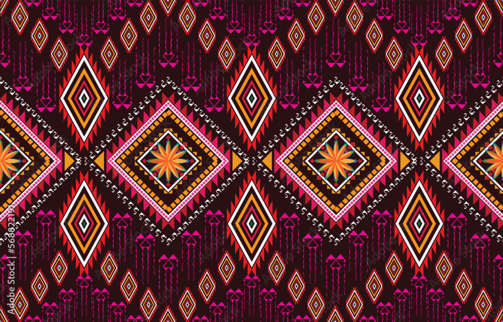 Geometric ethnic oriental pattern traditional Design for background,carpet,wallpaper,clothing,wrapping,fabric,Vector illustration.embroidery style.