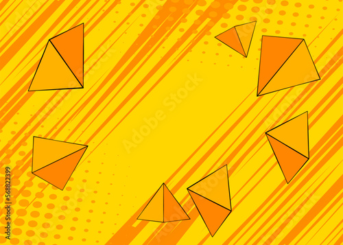 Comic Book Yellow Pyarmid pop art Background. Vector wallpaper illustration. Vintage banner.