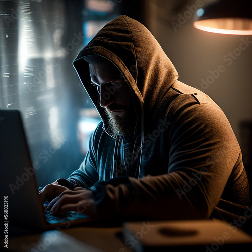 hacker working on laptop