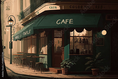 street vintage cafe , ai generated