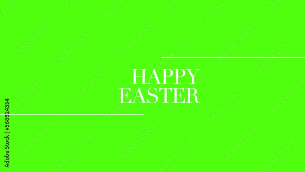 Happy Easter text with lines on green gradient, motion abstract holidays, spring and promo style background