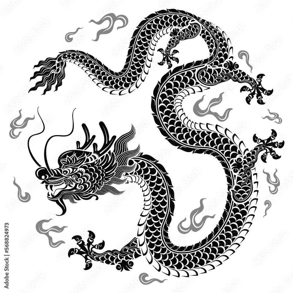 Happy chinese new year 2024 the dragon zodiac sign with flower,lantern