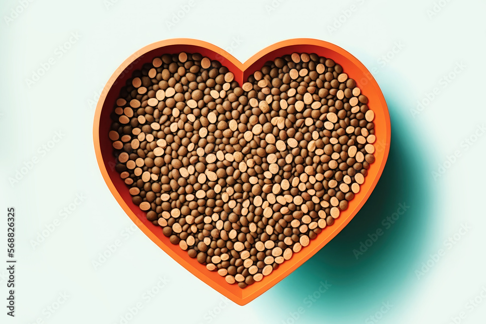 Brown Lentils in a Heart Shaped Bowl Brown Lentils in a Heart Shaped Bowl