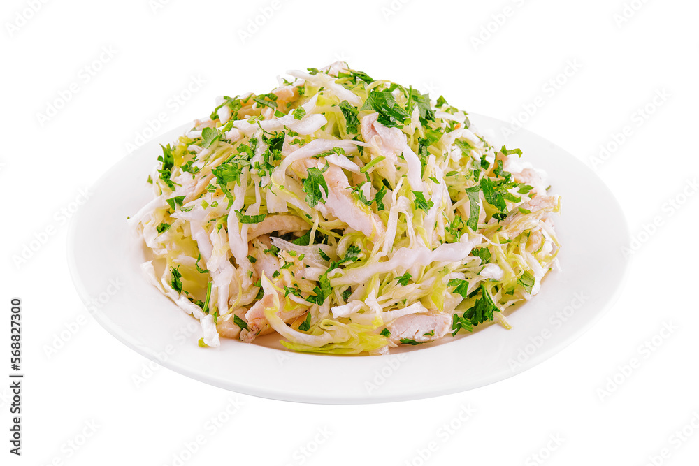Plate of tasty salad with fresh vegetables and chicken Plate of tasty salad with fresh vegetables and chicken