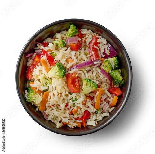 bowl of fried rice with vegetables