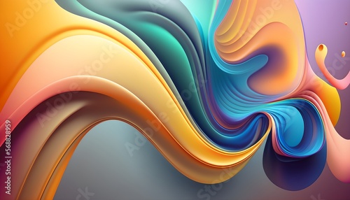 Colorful abstract background, smooth flow, generative ai