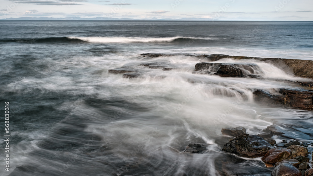 Fototapeta premium Seascape view, long exposure, at Burghead