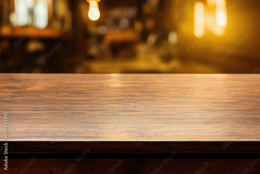 High-Resolution Mock-Up Image of an Empty Wooden Workbench Table on a