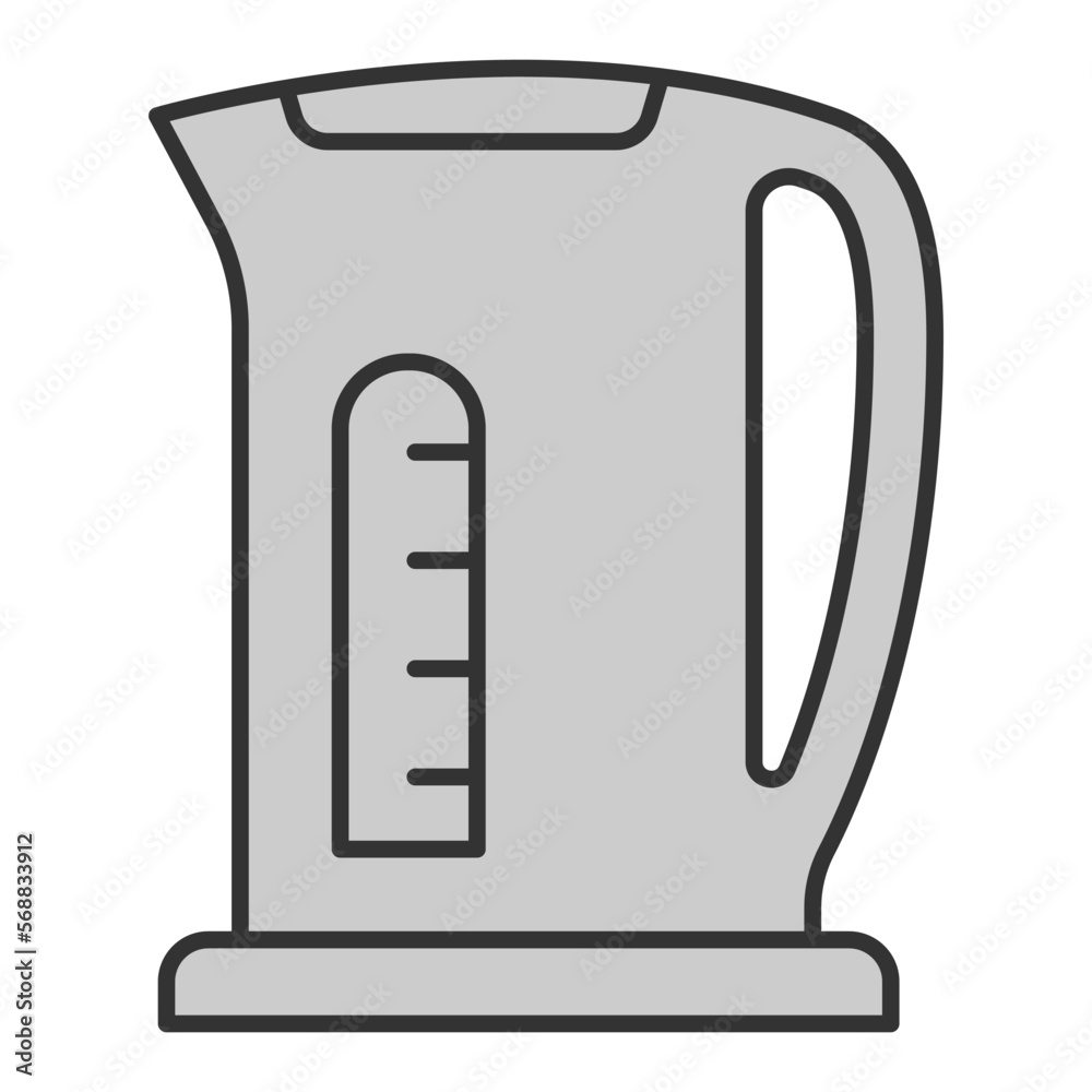 Fast heating electric kettle  - icon, illustration on white background, grey style