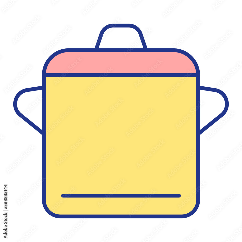 Saucepan with lid for cooking - icon, illustration on white background, color style Saucepan with lid for cooking - icon, illustration on white background, color style