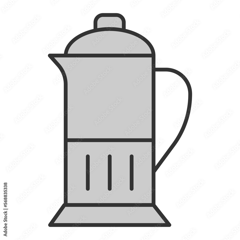 Obraz premium Kettle with a transparent body for brewing tea - icon, illustration on white background, grey style