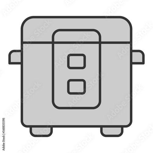 Electric multicooker for cooking  - icon, illustration on white background, grey style