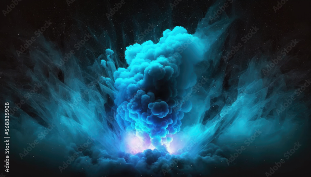 Dark scene blue neon created with Generative AI Technology, ai, generative Dark scene blue neon created with Generative AI Technology, ai, generative