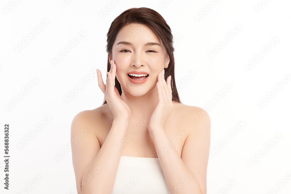 Beautiful young asian woman with clean fresh skin on white background, Face care, Facial treatment, Cosmetology, beauty and spa, Asian women portrait. Beautiful young asian woman with clean fresh skin on white background, Face care, Facial treatment, Cosmetology, beauty and spa, Asian women portrait.