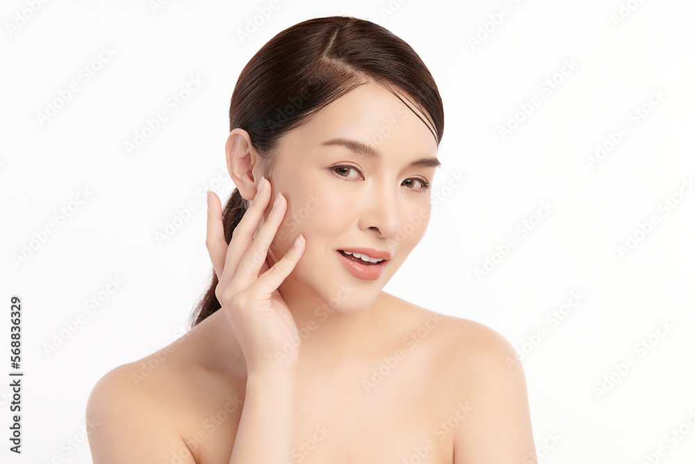 Beautiful young asian woman with clean fresh skin on white background, Face care, Facial treatment, Cosmetology, beauty and spa, Asian women portrait. Beautiful young asian woman with clean fresh skin on white background, Face care, Facial treatment, Cosmetology, beauty and spa, Asian women portrait.