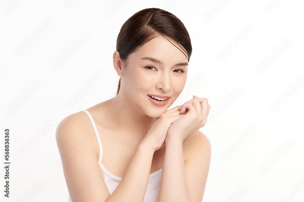 Beautiful young asian woman with clean fresh skin on white background, Face care, Facial treatment, Cosmetology, beauty and spa, Asian women portrait. Beautiful young asian woman with clean fresh skin on white background, Face care, Facial treatment, Cosmetology, beauty and spa, Asian women portrait.
