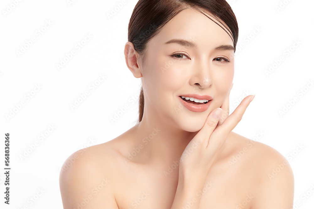Beautiful young asian woman with clean fresh skin on white background, Face care, Facial treatment, Cosmetology, beauty and spa, Asian women portrait. Beautiful young asian woman with clean fresh skin on white background, Face care, Facial treatment, Cosmetology, beauty and spa, Asian women portrait.
