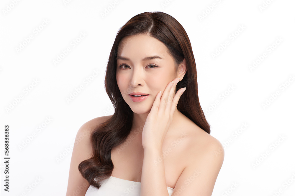Beautiful young asian woman with clean fresh skin on white background, Face care, Facial treatment, Cosmetology, beauty and spa, Asian women portrait. Beautiful young asian woman with clean fresh skin on white background, Face care, Facial treatment, Cosmetology, beauty and spa, Asian women portrait.