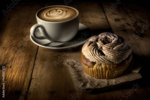 cinnamon bun and coffee  generative ai