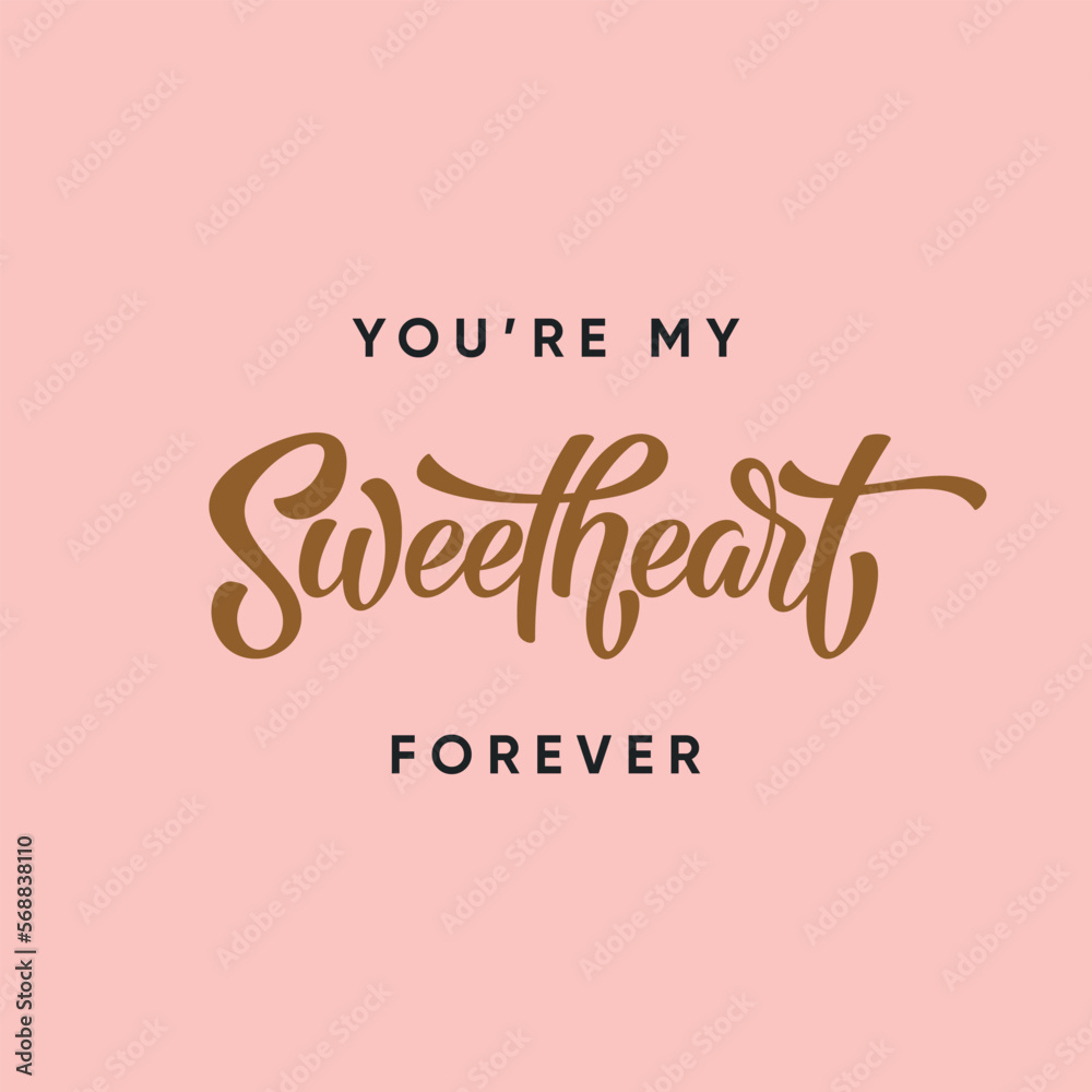 Sweetheart Vector Lettering illustration on a delicate pink background. Template for invitation, card, banner, social media, poster, menu, cover