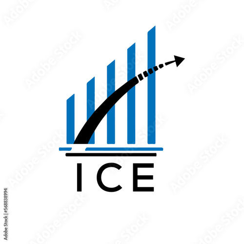 ICE letter logo. ICE blue image on white background. ICE vector logo design for entrepreneur and business. ICE best icon.	
