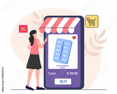 Purchase medicine online and home delivery pharmacy service, Online pharmacy concept.