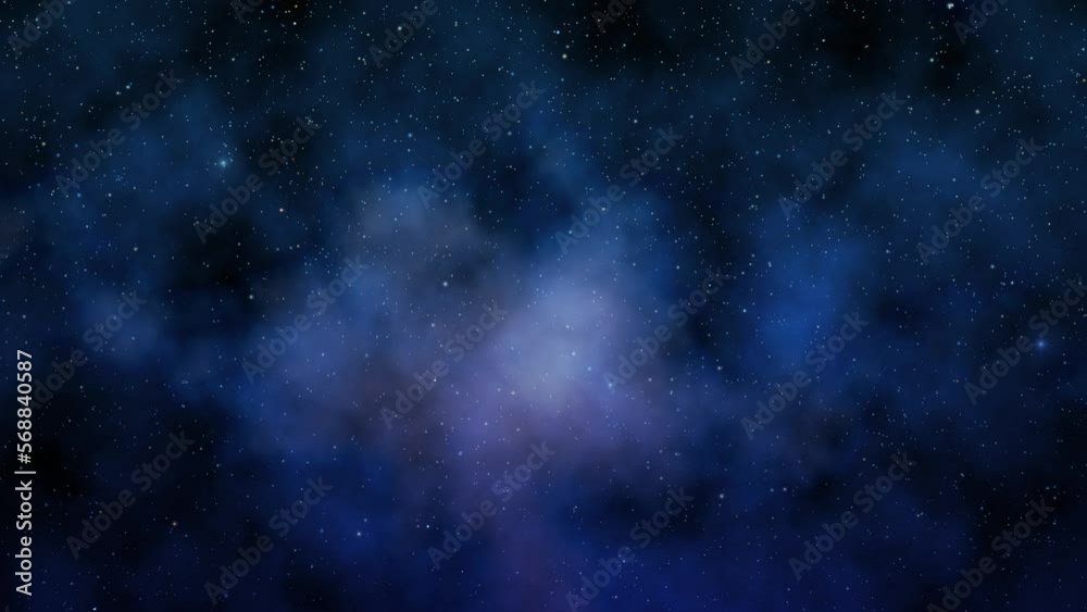 Digital animation of cloudy night sky with twinkling stars