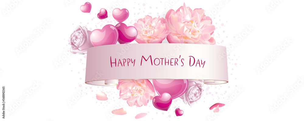 Mother's day banner with pink hearts - celebration design Mother's day banner with pink hearts - celebration design