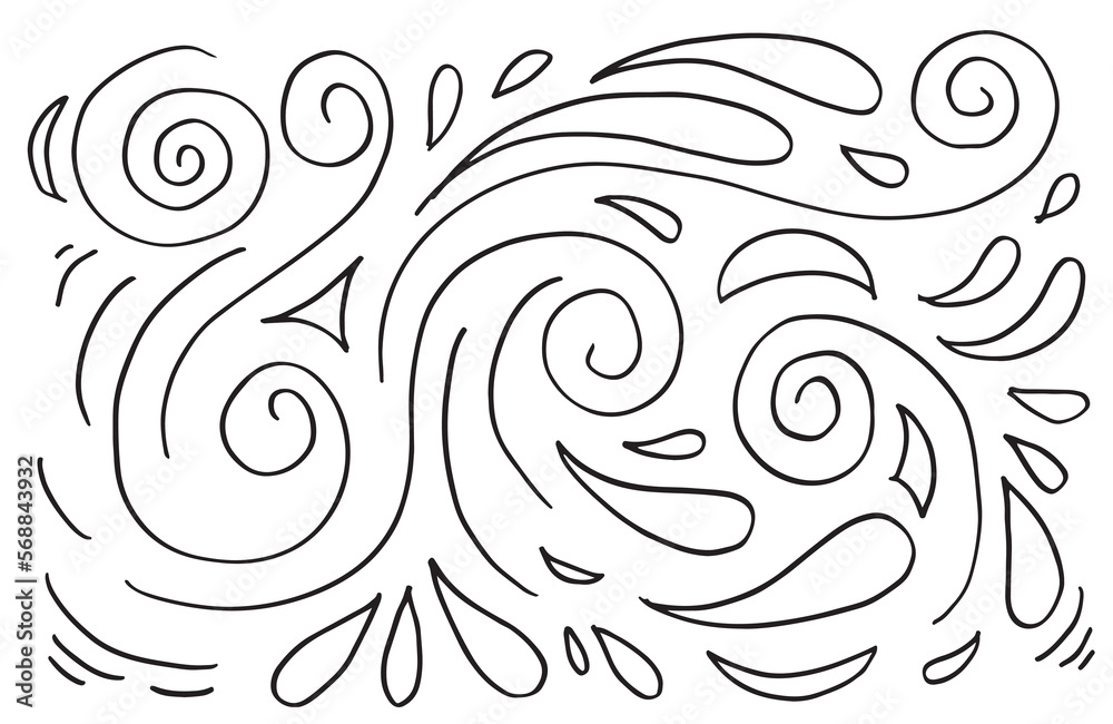 Hand drawn vector sketchy Doodle cartoon set of curls and swirls decorative elements for concept design Hand drawn vector sketchy Doodle cartoon set of curls and swirls decorative elements for concept design