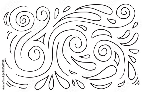 Hand drawn vector sketchy Doodle cartoon set of curls and swirls decorative elements for concept design