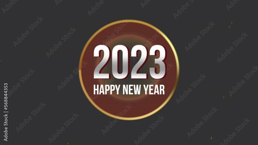 2023 and Happy New Year on gold circle on black gradient, motion abstract holidays, awards, happy new year and winter style background 2023 and Happy New Year on gold circle on black gradient, motion abstract holidays, awards, happy new year and winter style background