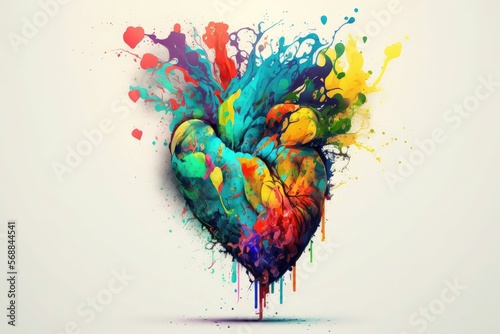 Human heart decorated stylish and colorfull. Generative AI